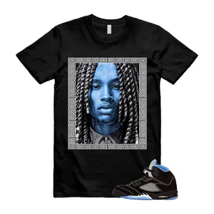 AJ5 Black Uni Blue Matching T Shirt, KING VON Graphic Shirt, 90s Hip Hop Tee, Gift For Women and Man, Unisex T-Shirt, Sneaker Head Gift