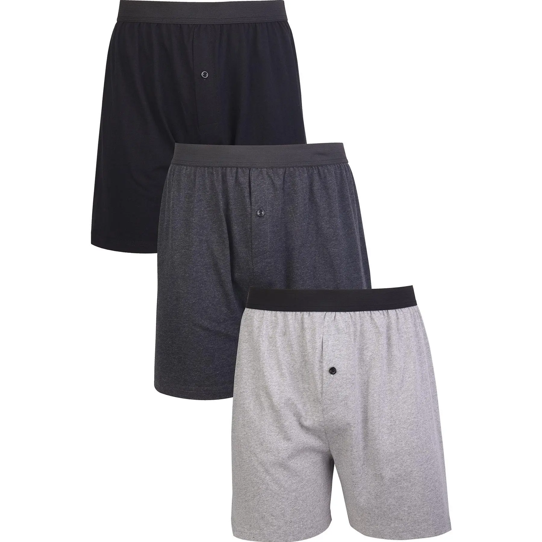 Men's 3-Piece Basic Plain Comfy Cotton Knit Boxers, Menswear Underwear for Daily Wear
