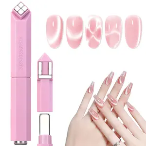 Honey Joy 3 in 1 Cat Eye Nail Magnet Tool Pink Cutics Multi-Function Stick for Gel Polish Nail Art Salon Home Use High-Quality Strong Magnetism
