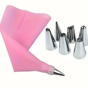 8pcs Reusable Icing Piping Bag Set with Stainless Steel Tips, EVA Pastry Bags for Cake Decoration, Cream, Puff, Baking Supplies