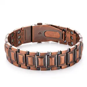 Men's Bracelet - Simple Retro Bronze Three-Row Magnetic Stone Bracelet field therapy jewelry