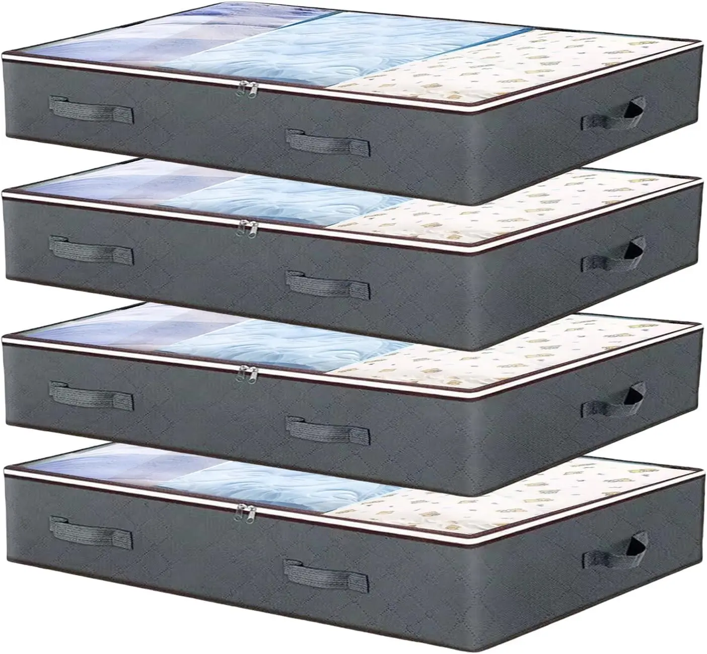 4-pack under bed storage containers with lids thin under bed clothing storage bags foldable under bed storage bags
