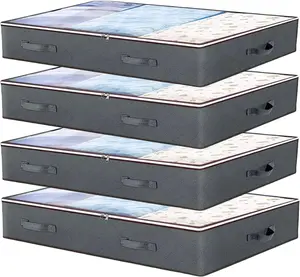 4-pack under bed storage containers with lids thin under bed clothing storage bags foldable under bed storage bags