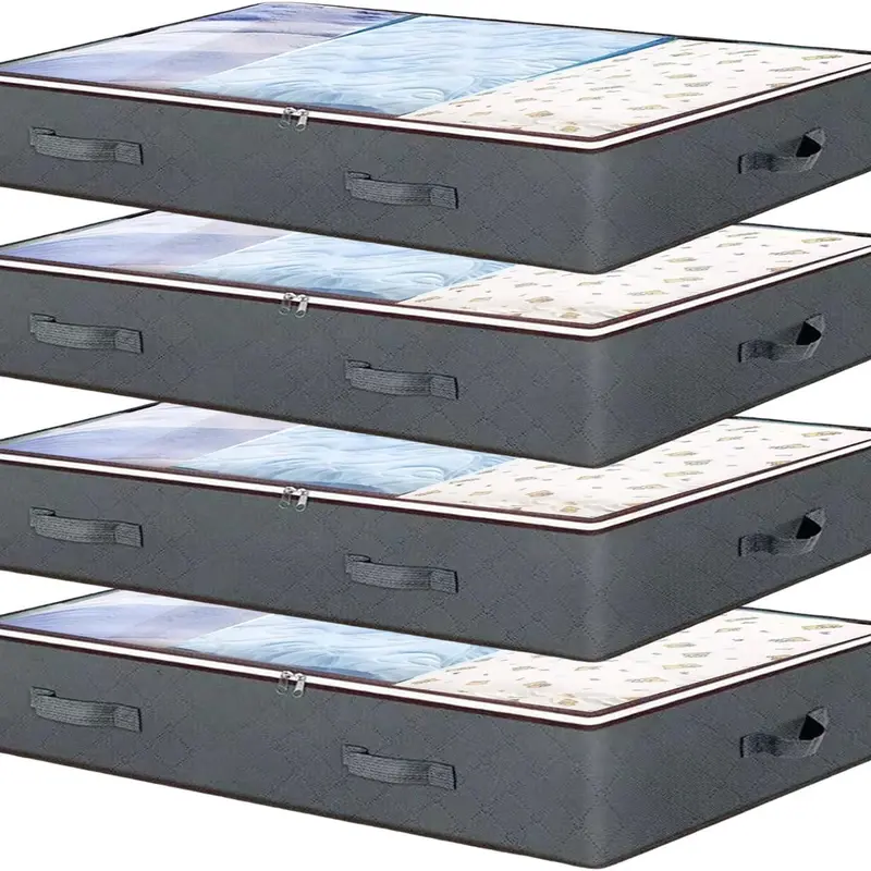 4-pack under bed storage containers with lids thin under bed clothing storage bags foldable under bed storage bags