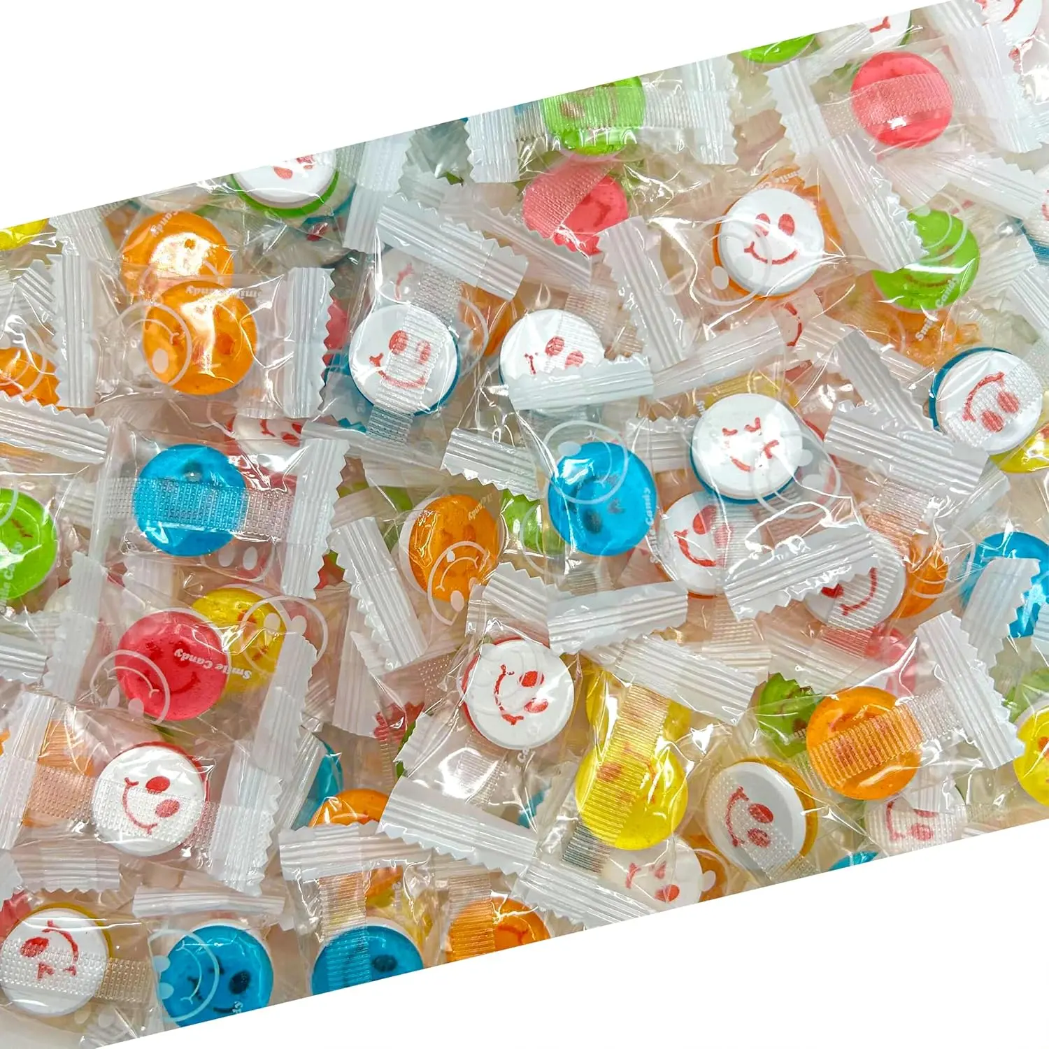Smiley Face Hard Candy | 1 Pound Bag - About 150 Count | Sweet and Sour Happy Face Candies | Assorted Fruit Flavors | Individually Wrapped Halloween Candy for Goodie Bags, Party Favors, Office Bowls