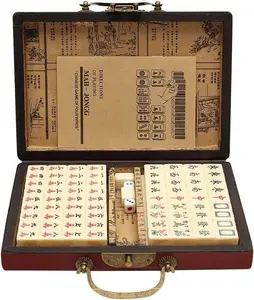 2026 Newest Vintage Chinese Mahjong Set Traditional 144 Tiles Mah-Jong Game Set Case Box