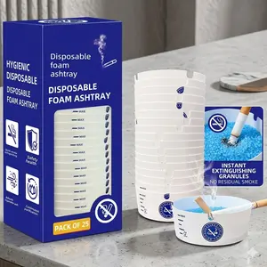 25 Pack Disposable Foam Ashtray with Smoke Extinguishing Balm Mess-Free, Odor Eliminating Air Purifying Ashtrays for Home Office Events