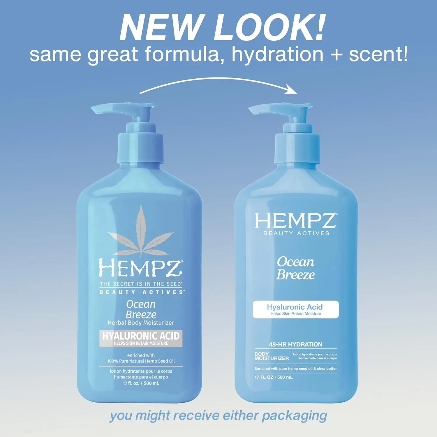 Hempz Body Lotion - Ocean Breeze Limited Edition Daily Moisturizing Cream, Shea Butter, Aloe, Body Moisturizer - Skin Care Products, Hemp Seed Oil - 17 Fl Oz