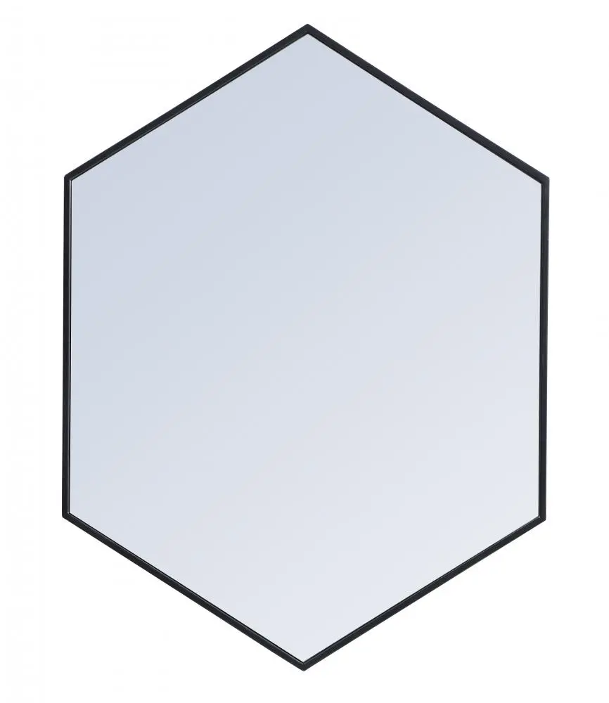 Elegant Decor MR4430BK 30 in. Black Metal Frame Hexagon Glass Elegant Wall-Mounted Mirror - Hanging, Frame Wall-Mounted Design, 29.25x39.125x0.16 in., Elegant Wall-Mounted Mirrors, Frame Wall-Mounted Mirrors
