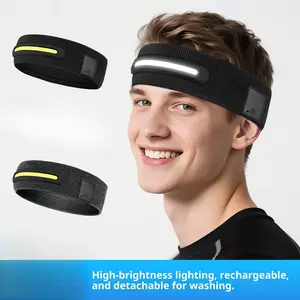 BIGWIG sweat-wicking sports headband, LED headband, built-in light, over-ear running headband with light, safe choice for night running, rechargeable sweat-wicking and light-up headband, lightweight and breathable.