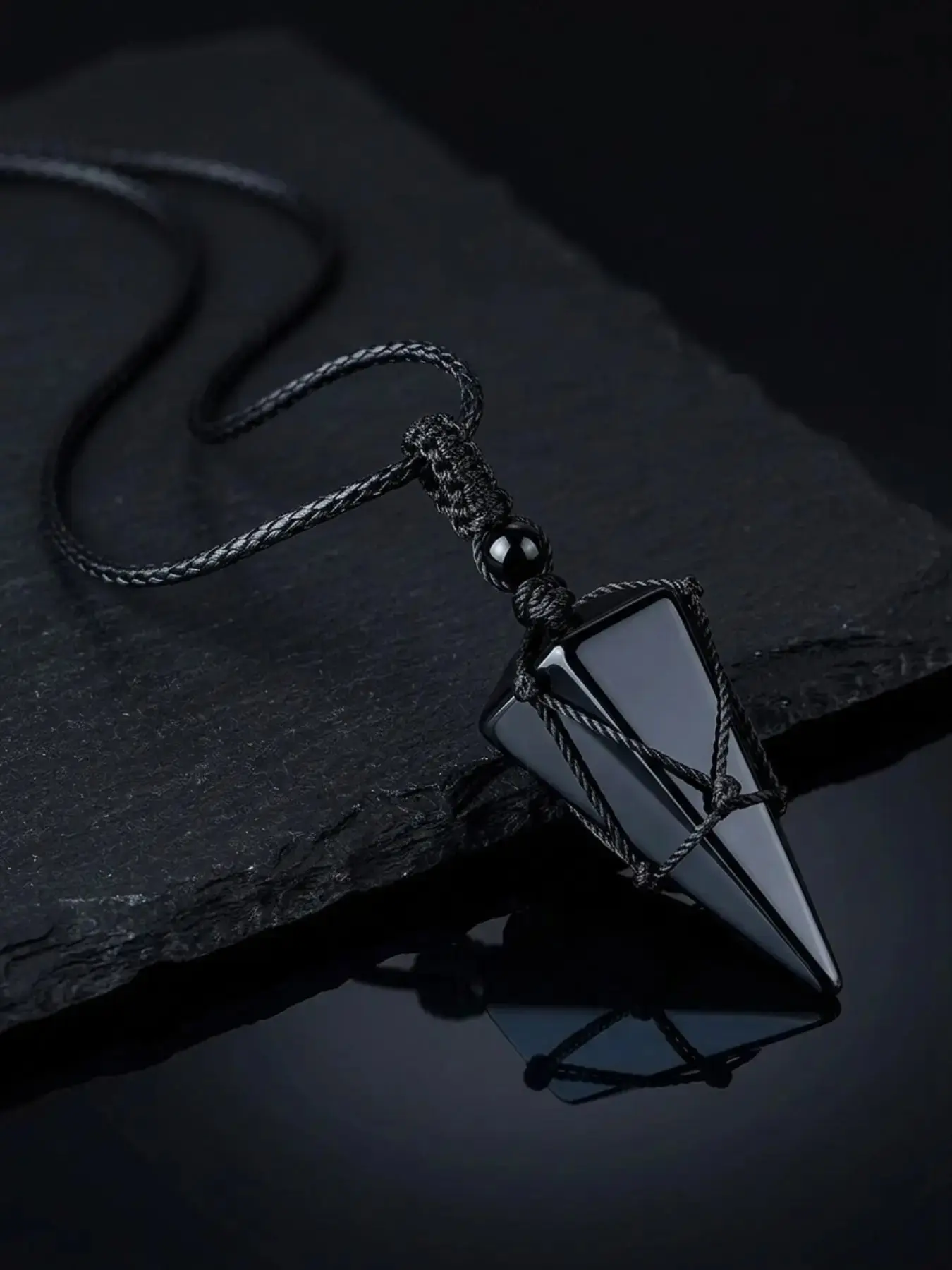 Natural Obsidian Stone Pendant Necklace - Adjustable Black Gemstone Wrap Necklace for Protection & Daily Energy Obsidian Crystal Necklace#Fashionweek#Fallfreshness#test