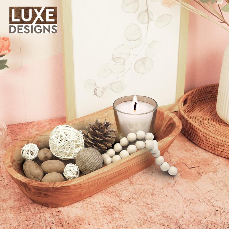 Handmade Acacia Wood Dough Bowl – Decorative & Functional for Home, Kitchen, or Bath. Perfect for Keys, Cosmetics & Boho Decor