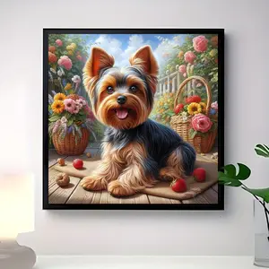 Cute Dog Acrylic Diamond Painting Kit, Full Round Drill Art Set for Adults, Bedroom Kitchen Wall Decor, Ideal Gift for Friends Family