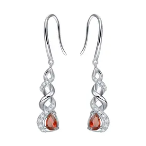 Presentski Birthstone Infinity Earrings - 925 Sterling Silver CZ Crystal Earrings Infinity Earrings Girls Hanging Sparkling Jewellery for Women Girls