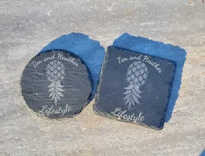 Personalized Slate Upside Down Pineapple Coasters, Swinger Decorations for the Home, Lasered, Alternative Lifestyle