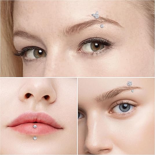 12PCS Rook Daith Piercing Jewelry 16G Stainless Surgical Steel Curved Barbell Eyebrow Rings Vertical Labret Lip Piercing Jewelry Rook Daith Earrings for Women Men