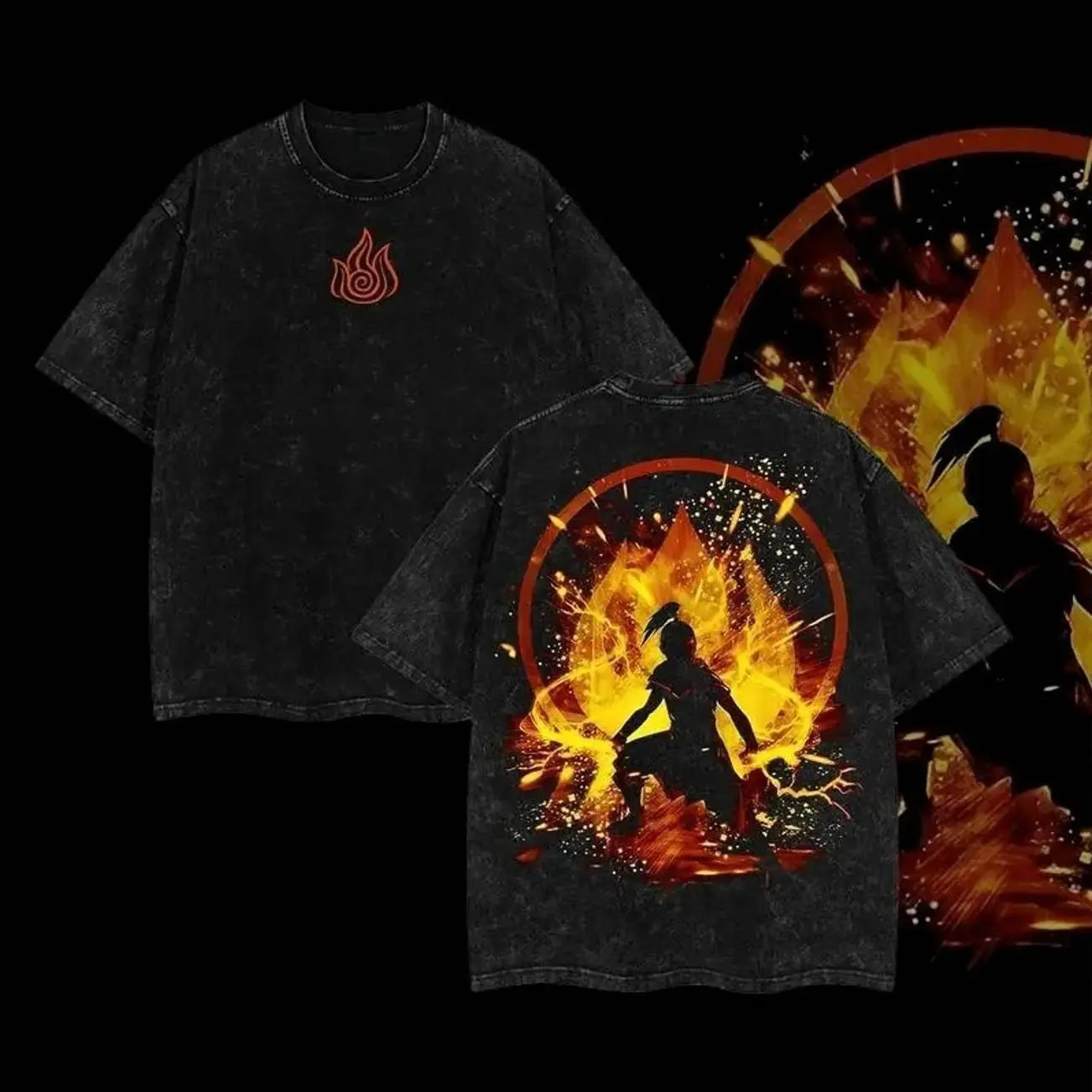 [COLLECTION] 3Limited Avatar Anime T-Shirt - Aang, Katara, Zuko, Toph Beifong The Last Airbender Double Printed Washed Tee Unisex Oversize Acid Washed Lightweight Cotton T-Shirt, Gift For Anime Fans IC2