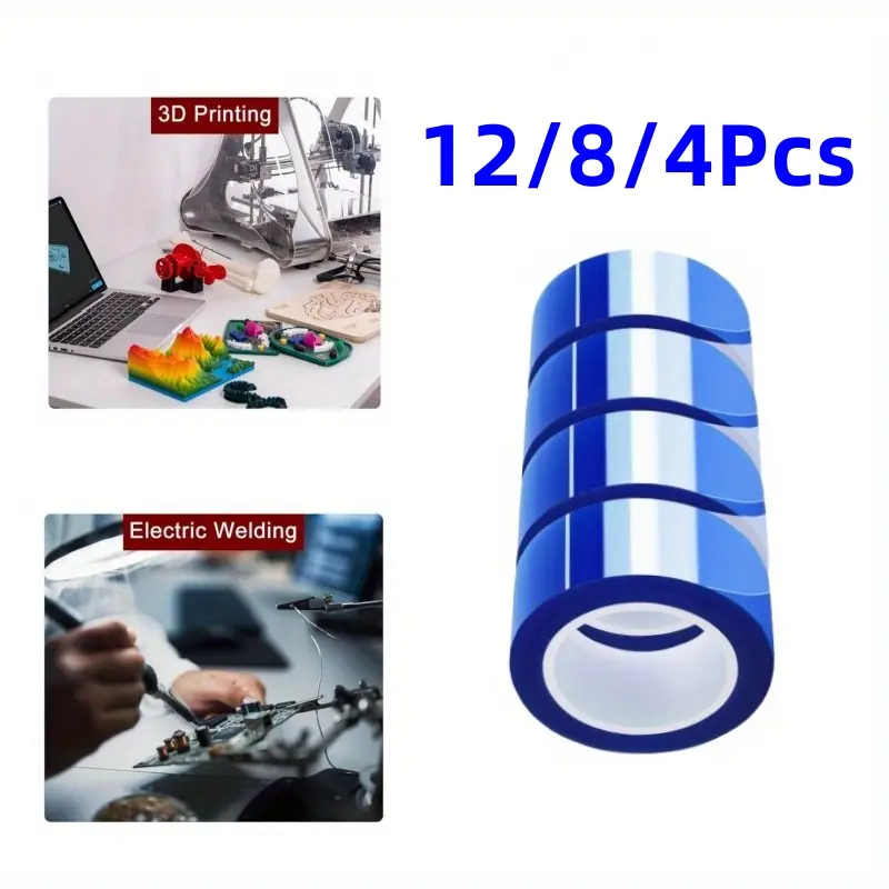 12/8/4 Rolls 20mm x16m(52FT) Blue Heat Tape,High Temperature Heat Resistant Tape,Heat Transfer Tape for Heat Sublimation Press Vinyl,No Residue