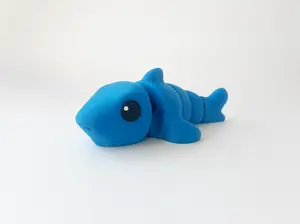 ZOU's Blue Shark Fidget Toy - Medium High-Quality 3D-Printed Articulated Buddy with Tiki-Taka Noise for Indoor and Outdoor Play Stress Relief