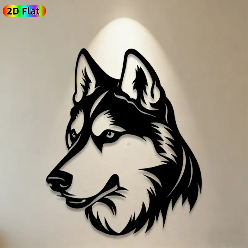 1pc Husky Metal Wall Art,Husky Statue Mural, Ideal Gift for New Year, Christmas, Animal Decor Enthusiasts, Rust-Resistant Metal Wall Decor Wall Sculptures, Perfect for Living Room Wall & Garden Fence Husky Enthusiasts