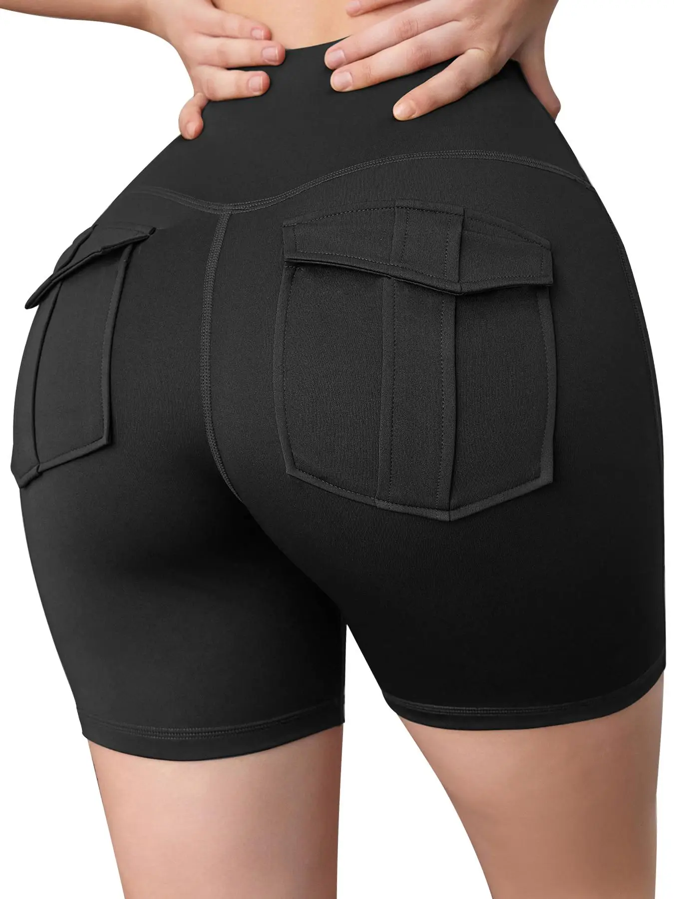 Women's Plain High Waist Flap Pocket Shorts, Casual Comfy Breathable Skinny Shorts for Daily Outdoor Wear, Ladies Bottoms for Summer