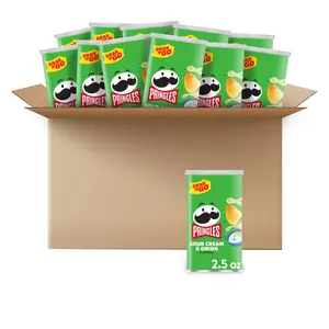 12 Cans Pringles Potato Crisps Chips, Lunch Snacks, Office and Kids Snacks, Grab N' Go, Sour Cream and Onion