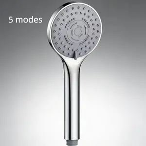 Silver Color Five-Function Shower Head, High Pressure Handheld Shower, Bathroom Accessories, Wall-Mounted Shower Spray