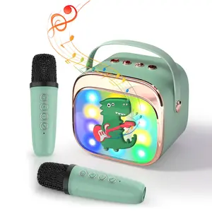 Microphone Set, Wireless Karaoke Speaker with 2 Microphones, Portable Design Wireless Speaker with Ambient Light, Multifunctional Microphone Set for Boys Girls Adults, Audio Speaker, Portable Karaoke Machine