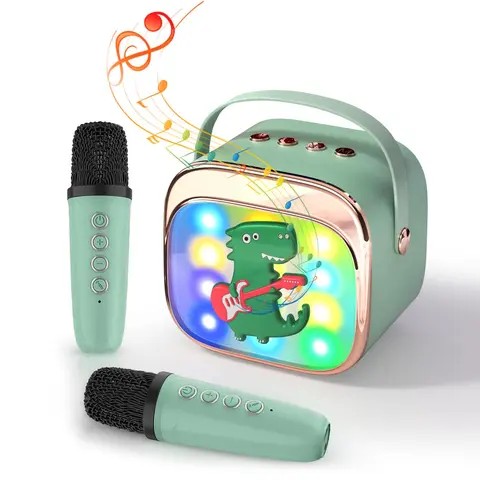 Microphone Set, Wireless Karaoke Speaker with 2 Microphones, Portable Design Wireless Speaker with Ambient Light, Multifunctional Microphone Set for Boys Girls Adults, Audio Speaker, Portable Karaoke Machine, Karaoke Equipment