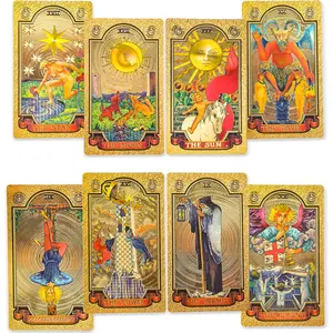 78 Gold foil Tarot Cards with Guide Book Tarot Deck for Beginners and Professional Player with Box Tarot PVC Durable Waterproof Wrinkle Resistant