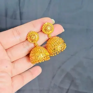 Gold Tone Big Pinjada Jhumka for Women - Elegant and Stylish Earrings with Intricate Design