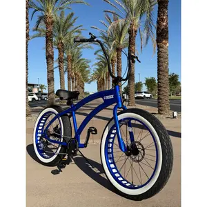 **New Color!** SIKK SS Aluminum Blue Frame 7 Speed UFO Fat Tire Cruiser