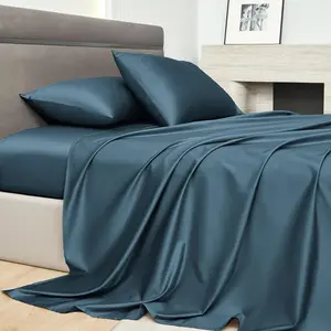 Sheet Set 800 Thread Count Long Staple  Sateen Silky Soft Smooth Hotel Luxury 4 count Bed Sheets Set  Size with 16" Deep Pocket(Flint Blue,)