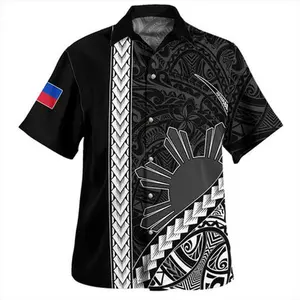 Philippines Hawaiian Shirt Tribal Polynesian Sun Gray Hawaiian Shirt 2026, Tropical Print Button-Up #tiktokshop #spotlightfinds #viraloutfits #hawaiianshirt #aloha