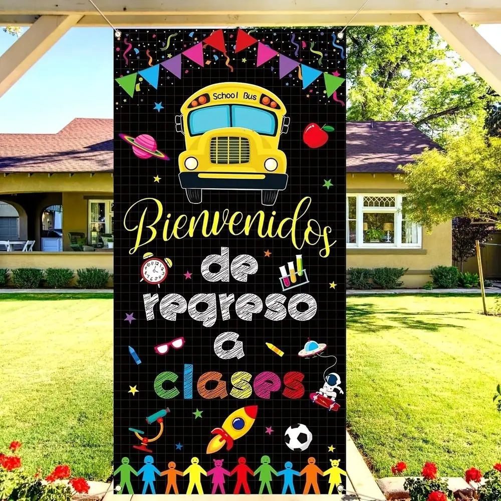 Welcome Back School Spanish Banner, Carnival Theme Hanging Sign, Classroom Outdoor Garden Fence Balcony Party Decoration