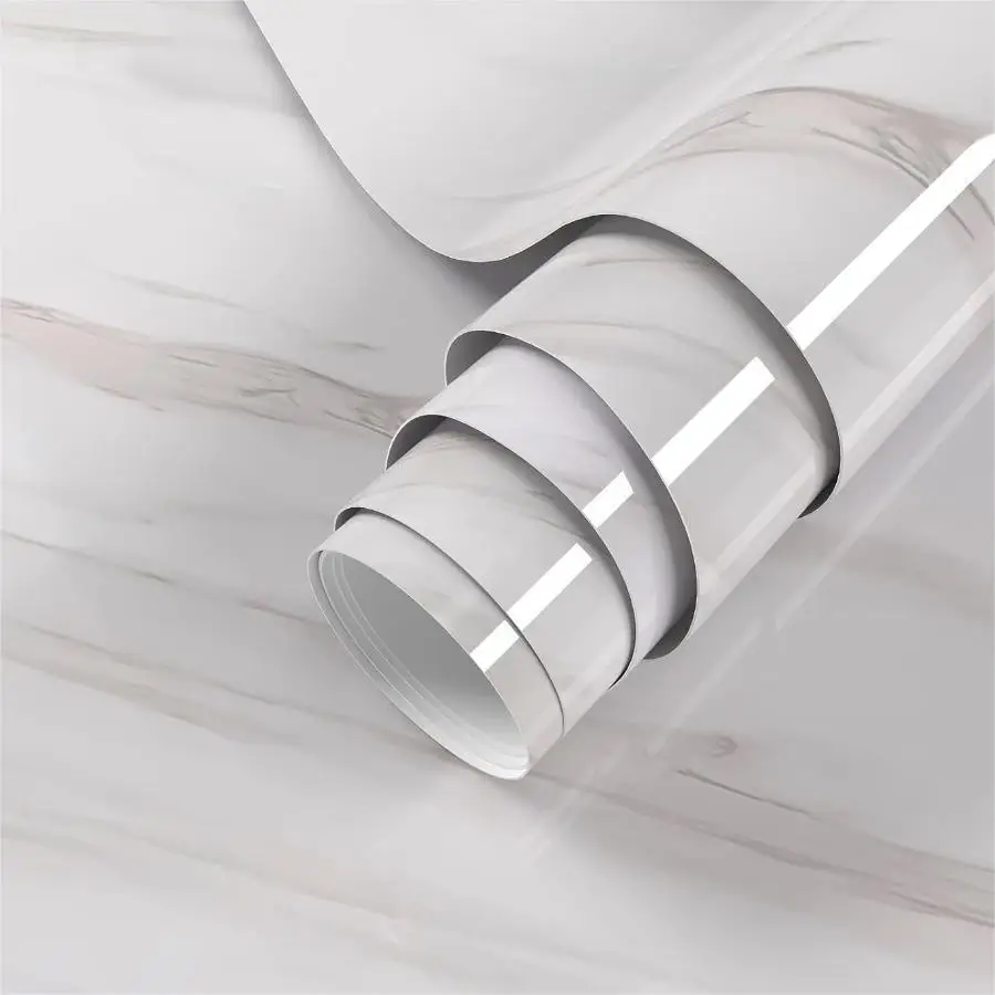 Marble Pattern Waterproof Self Adhesive Wallpaper, 1 Roll Peel & Stick Wallpaper, Removable Wall Covering For Kitchen & Bathroom