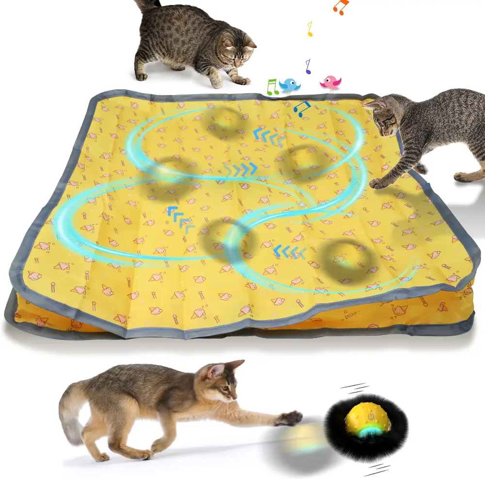 cat Toys Ball Fast Rolling in Pouch,Motion Activate Chirping Cat Toy Hide and Seek Mouse Catching Game cattoy toys kitty smart  cat toy ball interactive motion activate electric cat toy