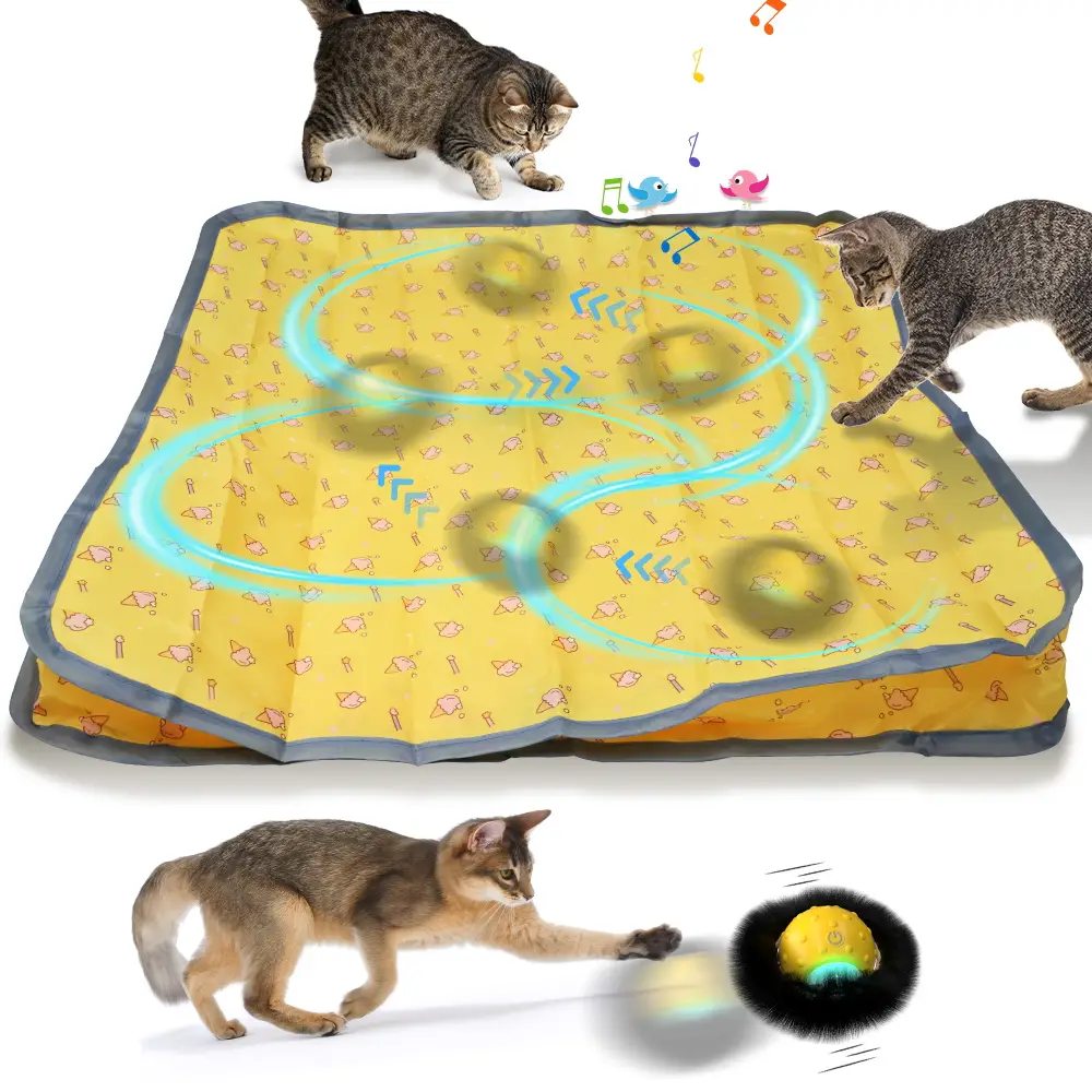 cat Toys Ball Fast Rolling in Pouch,Motion Activate Chirping Cat Toy Hide and Seek Mouse Catching Game cattoy toys kitty smart cat toy ball interacti