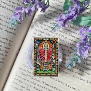 Sacred Stained Glass Saint Inspired Christian Art Phone Grip Holder Spiritual Religious Aesthetic Phone Stand Unique Faith Gift For Believers And Church Lovers
