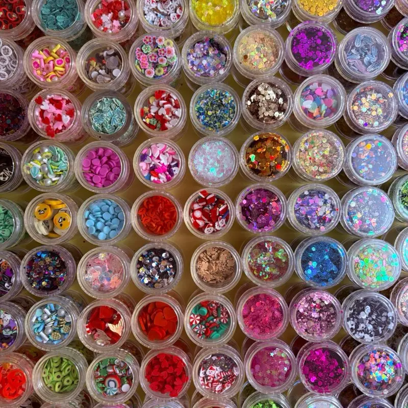150pc - Big Dip - GLITTER & CLAY PIECE JARS - Holographic Craft Glitter - Bright Colorful Mix Chunky Body Face Glitter Bulk Cosmetic Grade for Rave Makeup Festivals Halloween Tumblers Resin Crafting Candle Making Body Nail Glitter