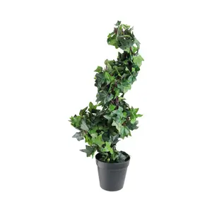 Northlight 1.8' Green & Black Potted Ivy SpiralTopiary Tree