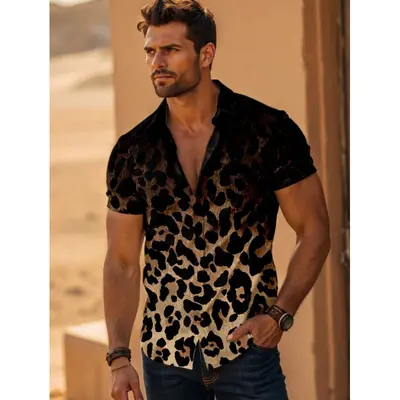 Mens Fashion Camisa Leopardo Hombre H&m Hombre Con Leopardo
