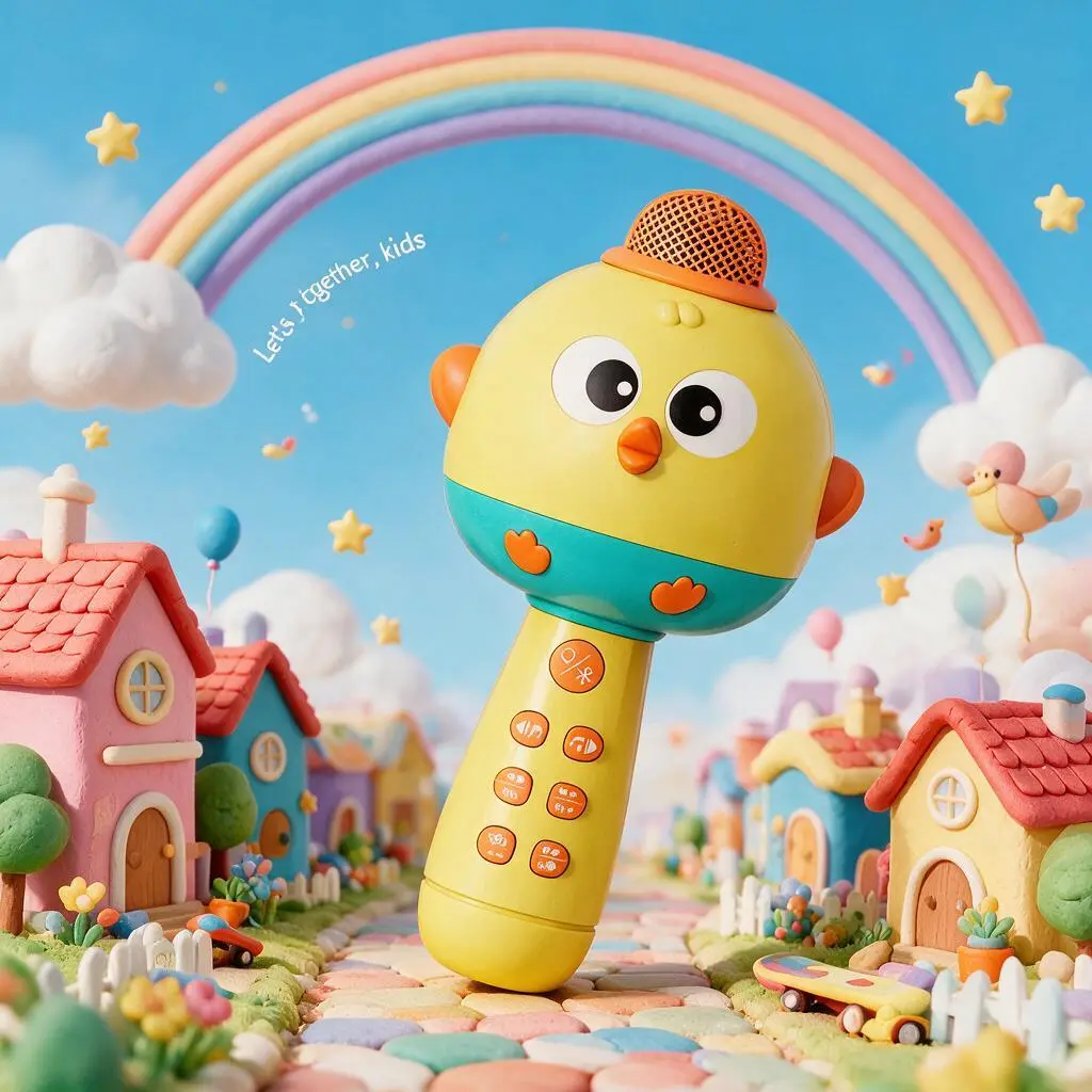 Kids Microphone Toy. Build confidence, inspire musical enlightenment and improve verbal expression skills. Bluetooth connection, premium sound quality, built-in songs and voice-changing effects, Type-C charging. Great early education toy and gift
