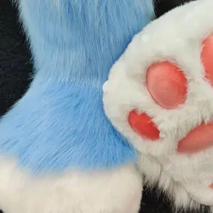 New 1Pair Furry Animal Paw Shoes Plush Cosplay Costume Cat Paw Shoes Fursuit Foot Socks Nail Tiger Claws for Halloween Party