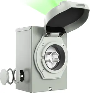 30 Amp 4 Prong Generator Power Inlet Box, NEMA L14-30P Power Inlet Box for 4 Prong Generator Cord, 125/250 , 7500 Watts, Weatherproof, Outdoor Use for  Ready, ETL Listed