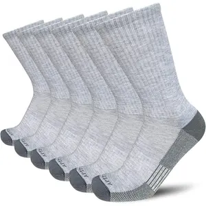 Men's Moisture Wicking Cushioned Crew Work Boot Socks (4 Pairs/6 Pairs)