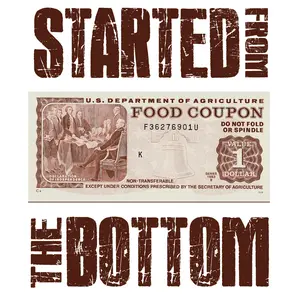 5-Pack or 10-Pack Started From the Bottom Food Stamp DTF Heat Transfers for DIY T-Shirt Making - Brown