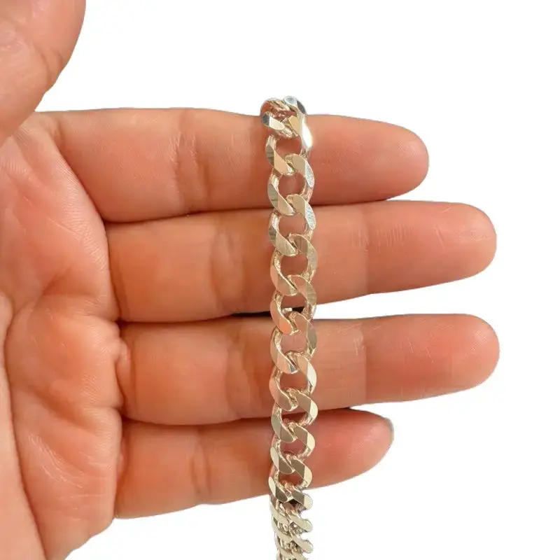 925 Sterling Silver Classic Unisex Cuban Link Bracelet - Solid Links, 8 in Length, 7.8 mm Width, Standard Size for Casual Wear