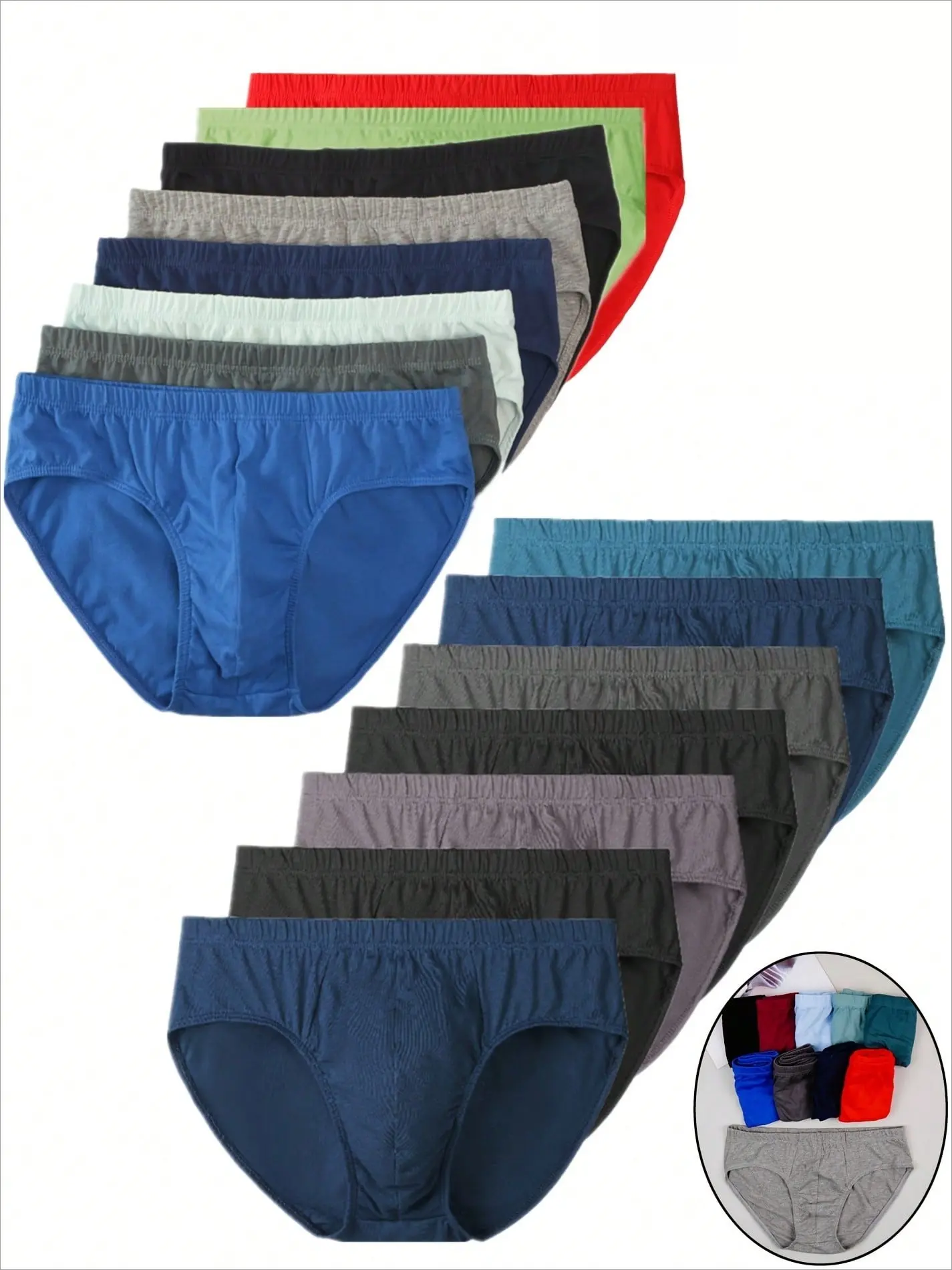 Men Solid Cotton Mid Rise Briefs, SoftBreathable Comfort Daily Underwear, RandomAssorted Colors