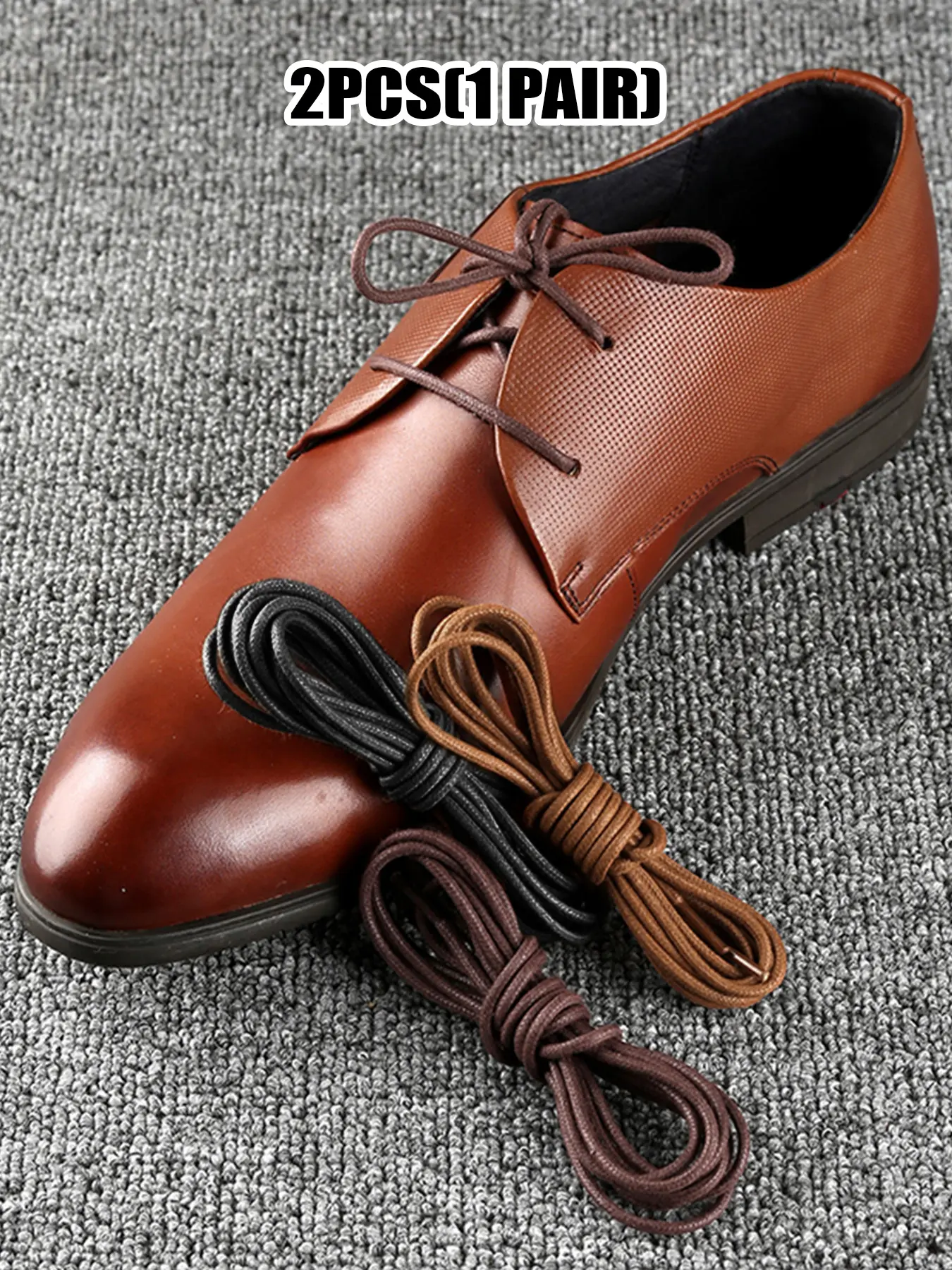 2 Pcs(1 Pair) Men Women Business Casual Leather Shoe Laces, Multiple Colors Available, Durable Replacement Shoelaces for Men & Women, Stylish Design